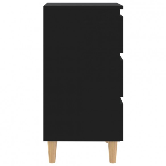 Table de chevet avec pieds en bois Noir 40x35x69 cm