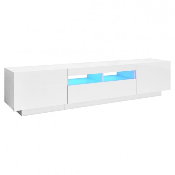 Meuble TV avec lumières LED Blanc brillant 180x35x40 cm