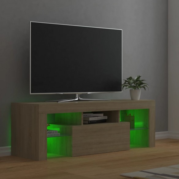 Meuble TV avec lumières LED chêne sonoma 120x35x40 cm