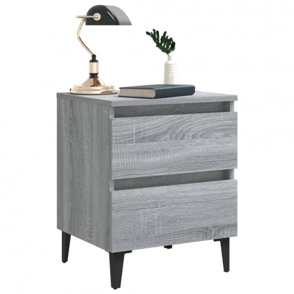 Table de chevet avec pieds en métal Sonoma gris 40x35x50 cm