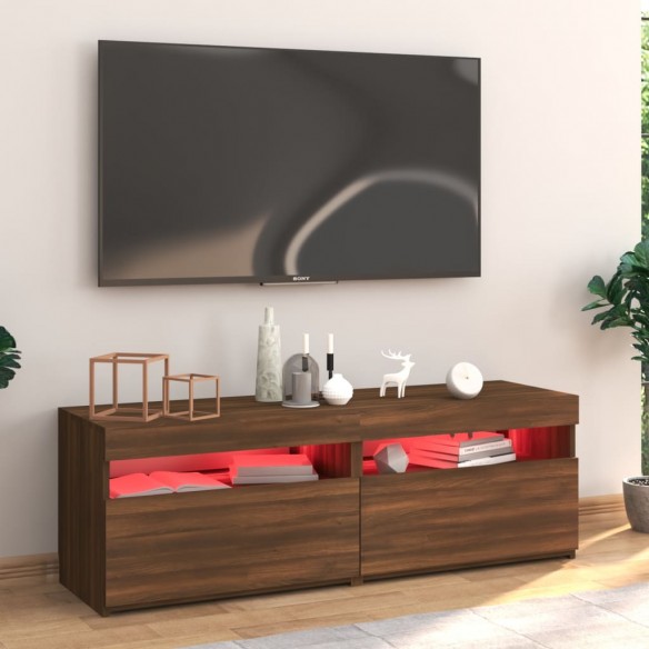 Meuble TV avec lumières LED chêne marron 120x35x40 cm