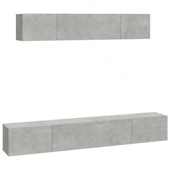 Ensemble de meubles TV 4 pcs Gris béton Bois d'ingénierie