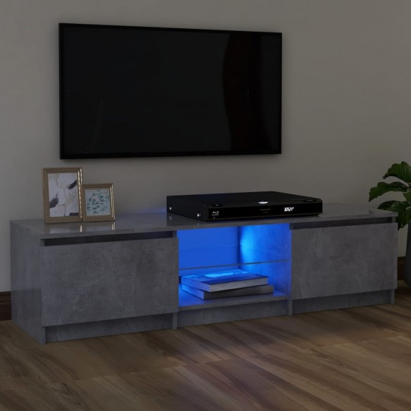 Meuble TV avec lumières LED gris béton 120x30x35,5 cm