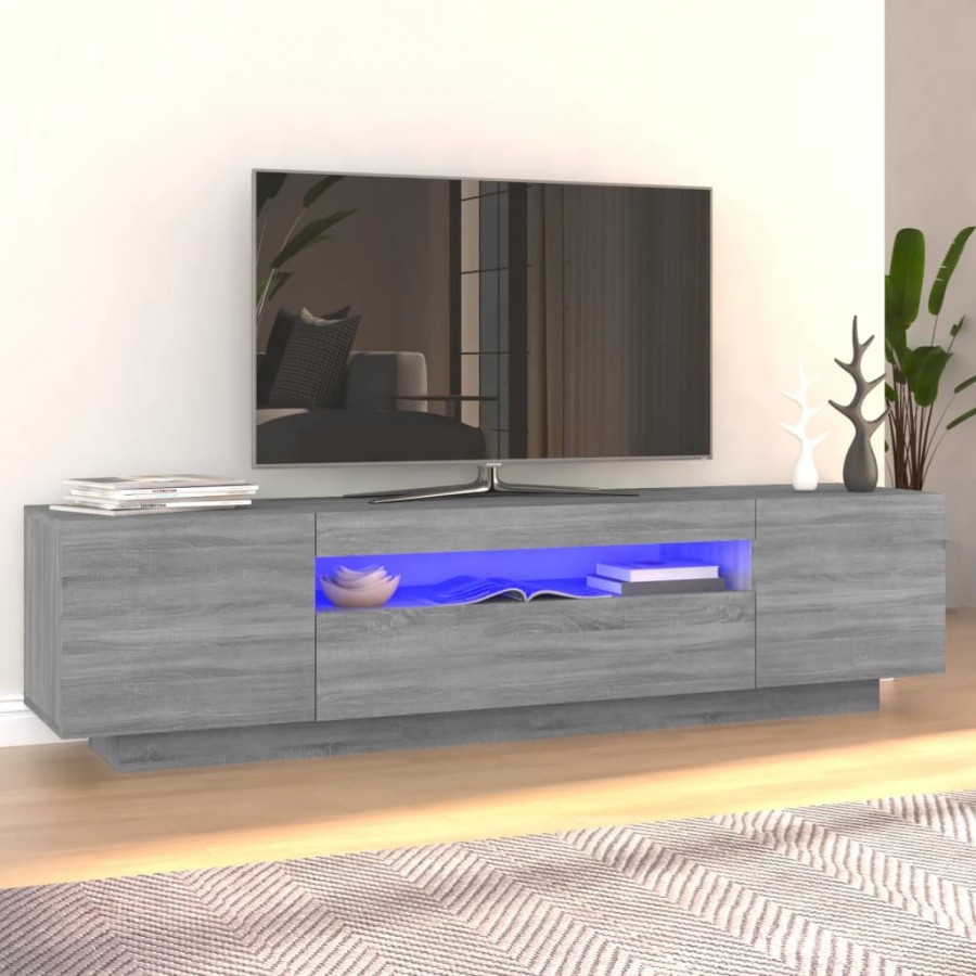 Meuble TV avec lumières LED Sonoma gris 160x35x40 cm