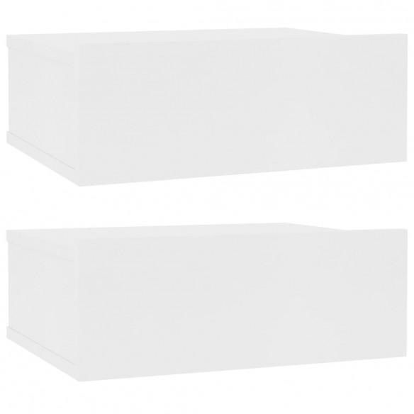 Tables de chevet flottantes 2 pcs Blanc 40x30x15 cm Aggloméré