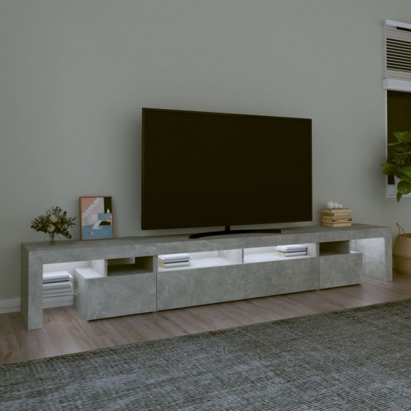 Meuble TV avec lumières LED Gris béton 260x36,5x40 cm