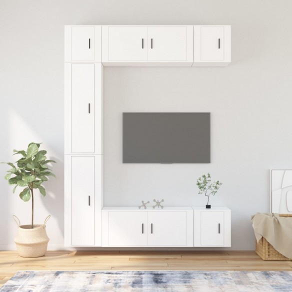 Ensemble de meubles TV 7 pcs Blanc Bois d'ingénierie