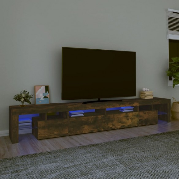 Meuble TV avec lumières LED Chêne fumé 260x36,5x40 cm