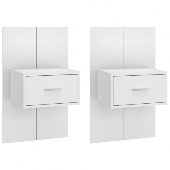 Tables de chevet murales 2 pcs Blanc brillant