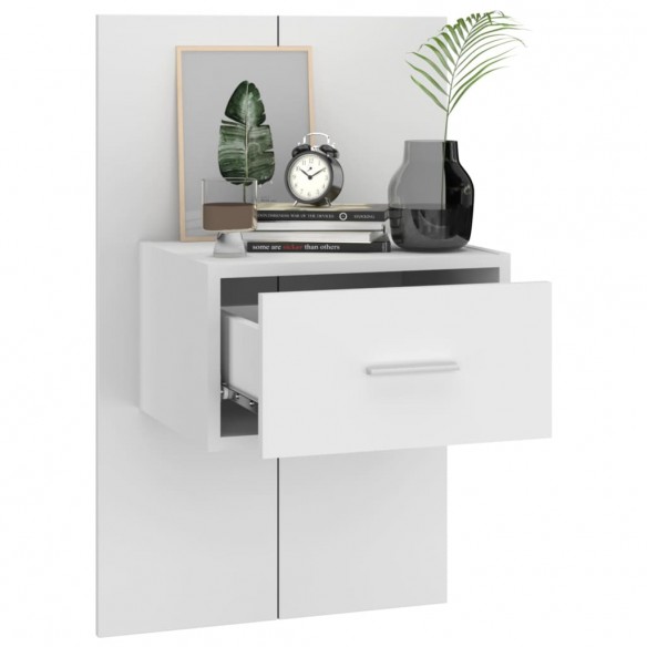 Tables de chevet murales 2 pcs Blanc brillant