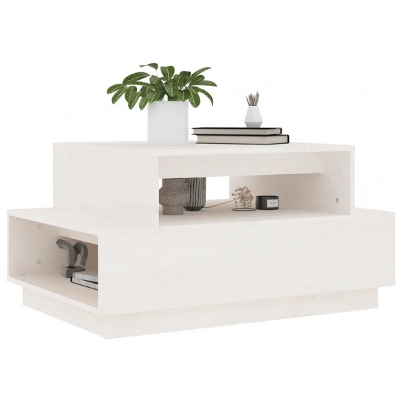 Table basse Blanc 80x55x40,5 cm Bois massif de pin