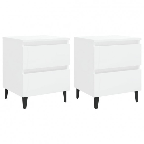 Tables de chevet 2 pcs Blanc brillant 40x35x50 cm Aggloméré