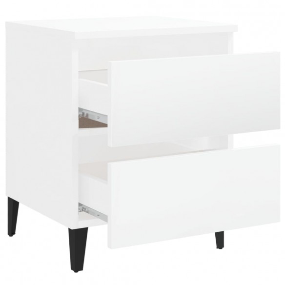 Tables de chevet 2 pcs Blanc brillant 40x35x50 cm Aggloméré