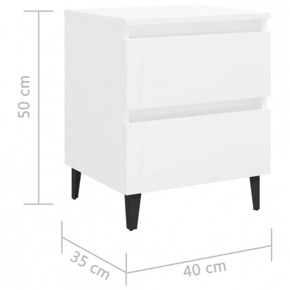 Tables de chevet 2 pcs Blanc brillant 40x35x50 cm Aggloméré