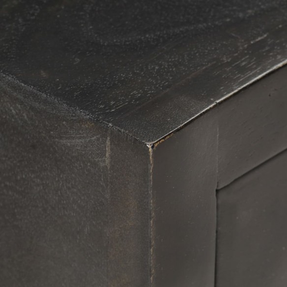 Table de chevet Noir et doré 40x30x50cm Bois de manguier massif