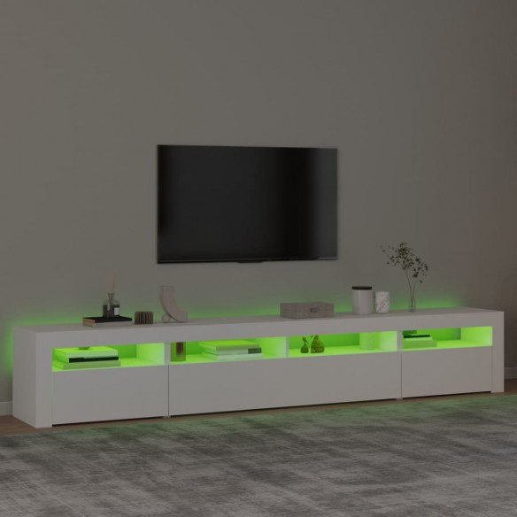 Meuble TV avec lumières LED Blanc 240x35x40 cm