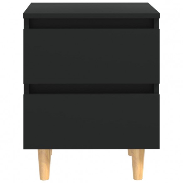 Tables de chevet avec pieds en pin 2 pcs Noir 40x35x50 cm