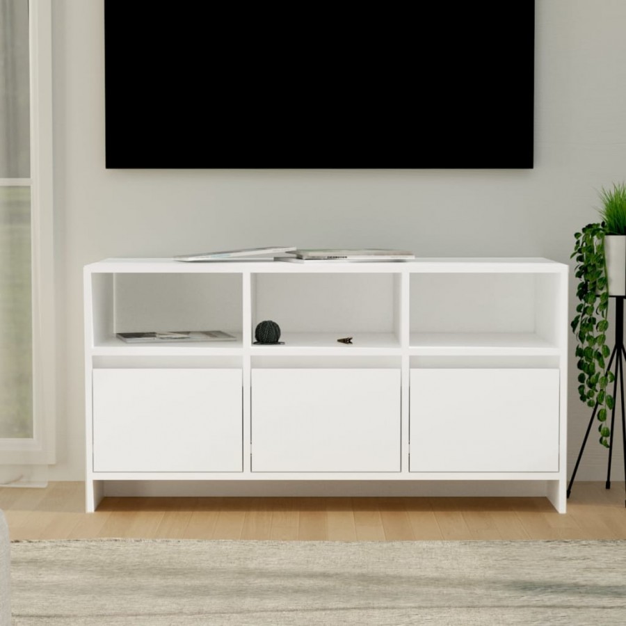 Meuble TV Blanc 102x37,5x52,5 cm Aggloméré