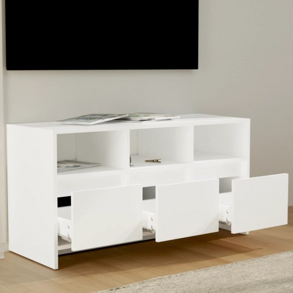 Meuble TV Blanc 102x37,5x52,5 cm Aggloméré