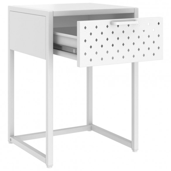 Table de chevet Blanc 38x35x54 cm Acier