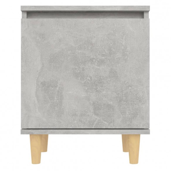 Table de chevet avec pieds en bois Gris béton 40x30x50 cm