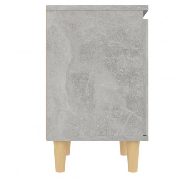 Table de chevet avec pieds en bois Gris béton 40x30x50 cm