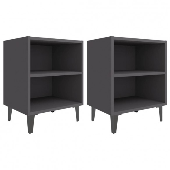 Tables de chevet pieds en métal 2 pcs gris 40x30x50 cm