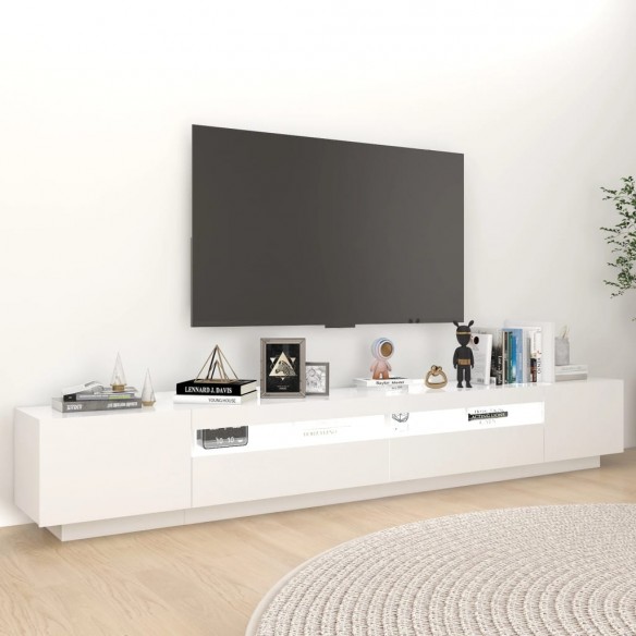 Meuble TV avec lumières LED Blanc 260x35x40 cm