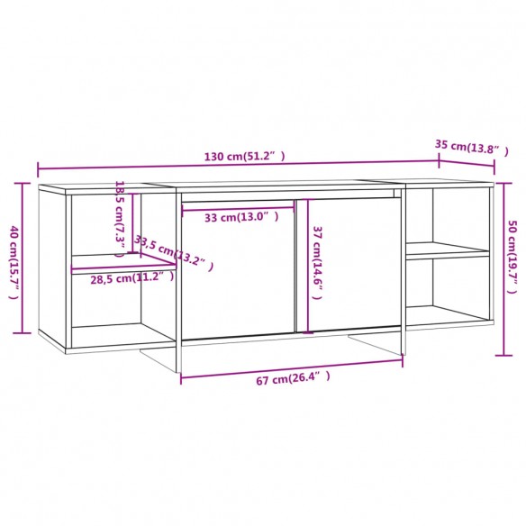 Meuble TV Sonoma gris 130x35x50 cm Aggloméré