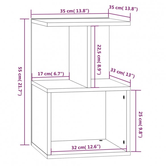 Table de chevet Sonoma gris 35x35x55 cm Bois d'ingénierie