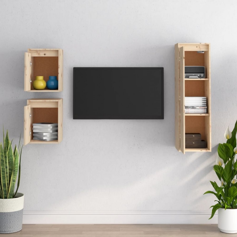 Meubles TV 3 pcs Bois massif de pin Meubles TV 3 pcs Bois massif de pin