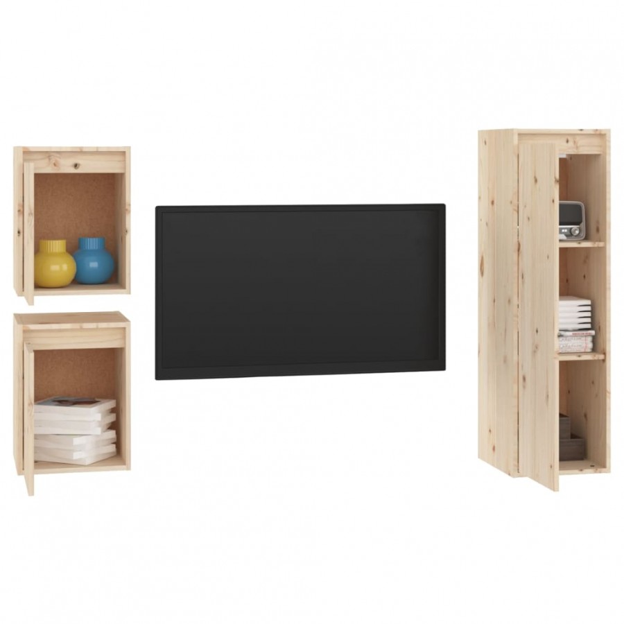 Meubles TV 3 pcs Bois massif de pin Meubles TV 3 pcs Bois massif de pin