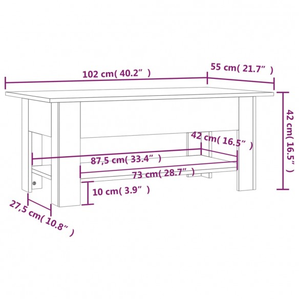 Table basse Chêne sonoma 102x55x42 cm Aggloméré