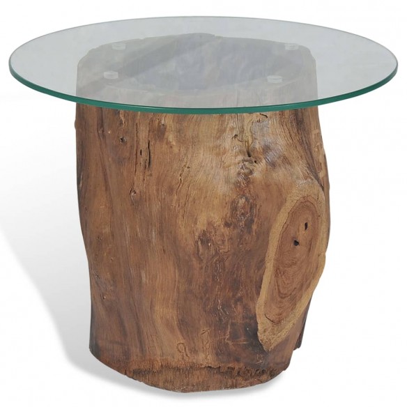 Table basse Teck Verre 50 x 40 cm