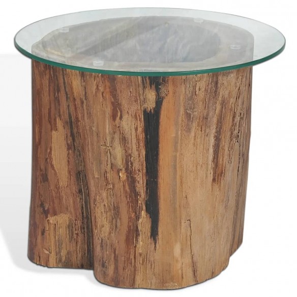 Table basse Teck Verre 50 x 40 cm