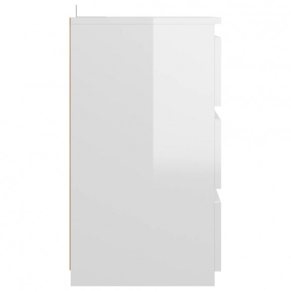 Table de chevet Blanc brillant 40x35x62,5 cm Aggloméré