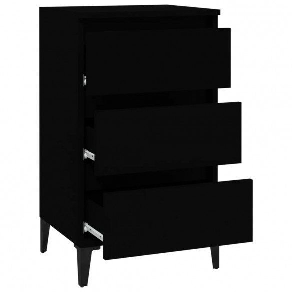 Table de chevet noir 40x35x70 cm bois d’ingénierie