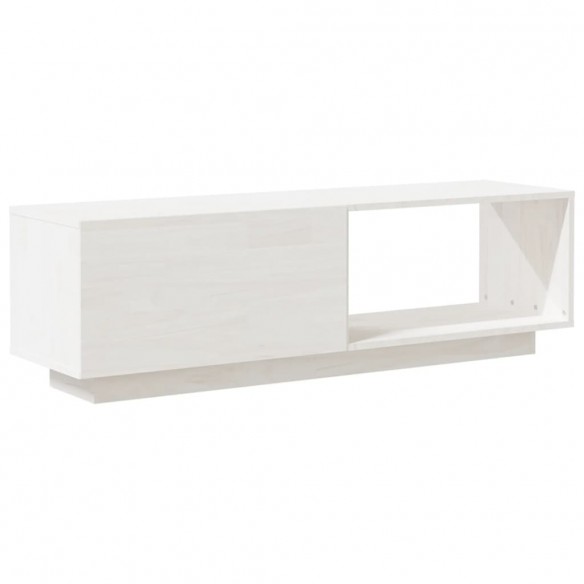 Meuble TV Blanc 110x30x33,5 cm Bois de pin massif