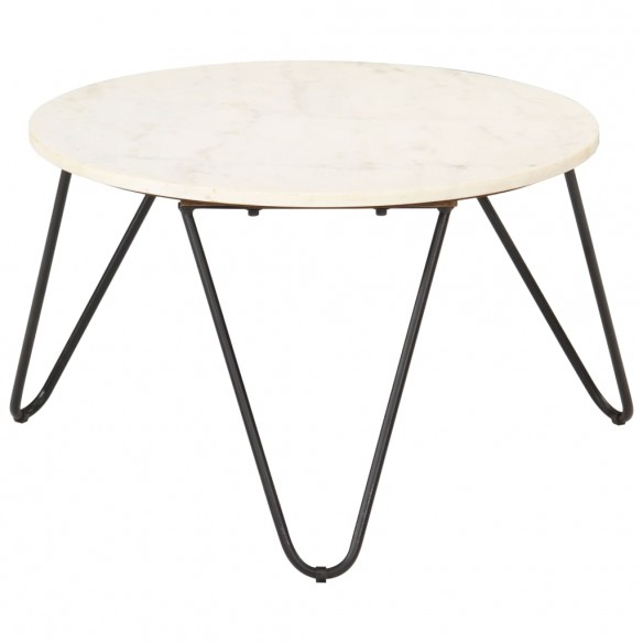 Table basse Blanc 65x65x42 cm Pierre véritable texture marbre