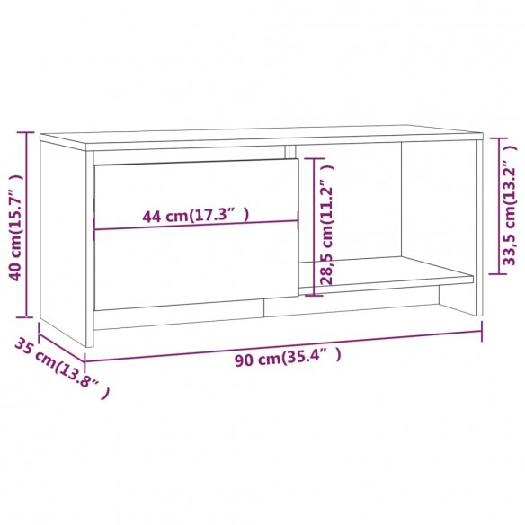 Meuble TV Gris béton 90x35x40 cm Aggloméré