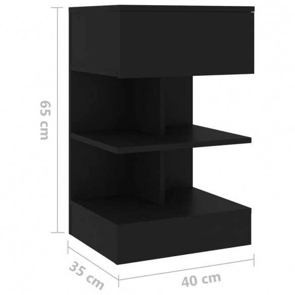 Tables de chevet 2 pcs Noir 40x35x65 cm