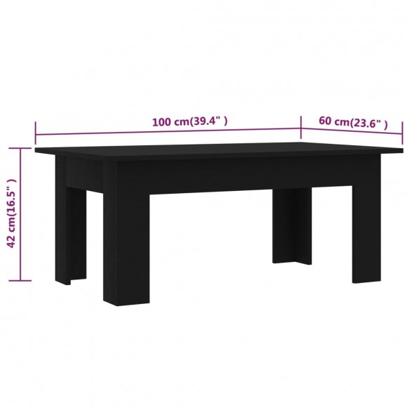 Table basse Noir 100 x 60 x 42 cm Aggloméré
