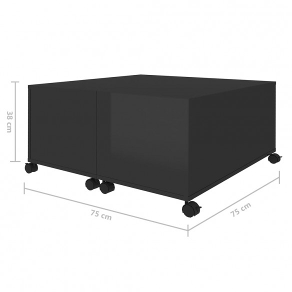 Table basse Noir brillant 75x75x38 cm Aggloméré