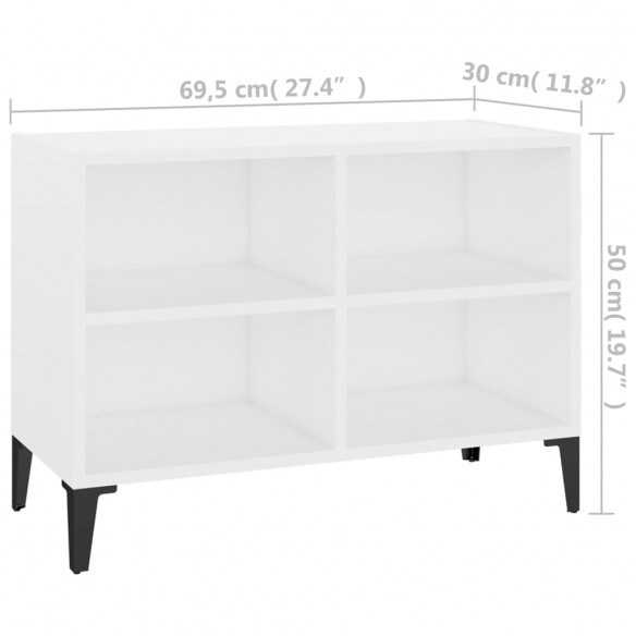 Meuble TV avec pieds en métal Blanc 69,5x30x50 cm