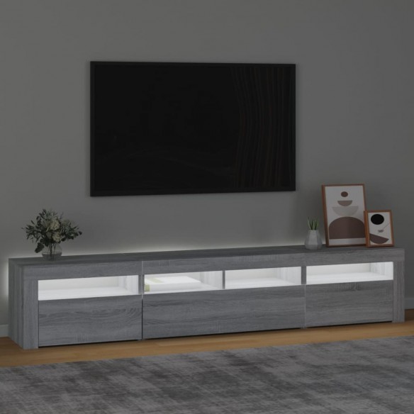 Meuble TV avec lumières LED Sonoma gris 210x35x40 cm