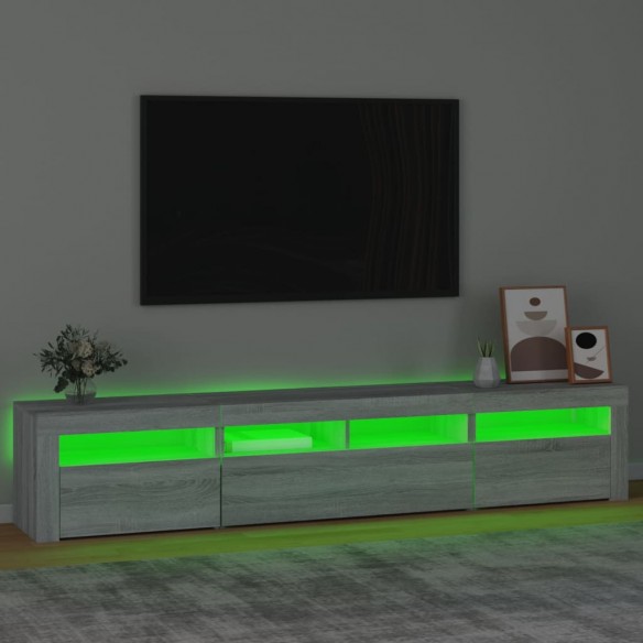 Meuble TV avec lumières LED Sonoma gris 210x35x40 cm