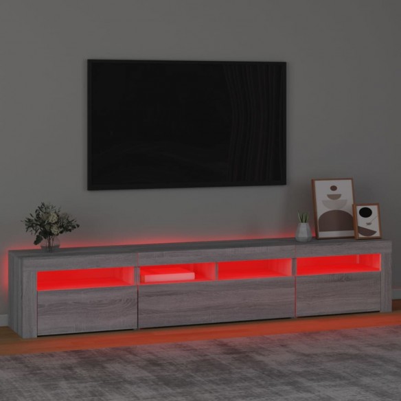 Meuble TV avec lumières LED Sonoma gris 210x35x40 cm