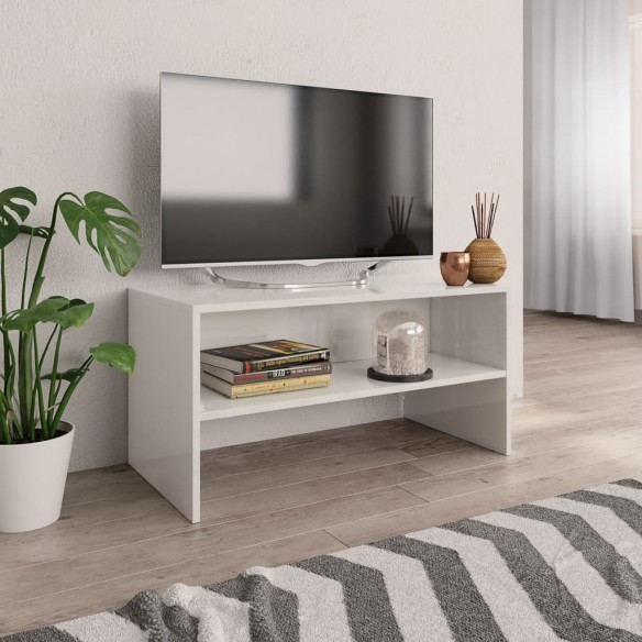 Meuble TV Blanc brillant 80 x 40 x 40 cm Aggloméré