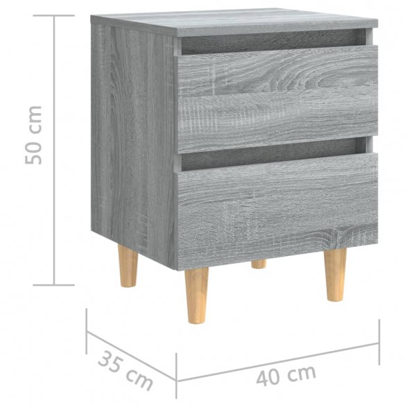 Table de chevet avec pieds en bois Sonoma gris 40x35x50 cm