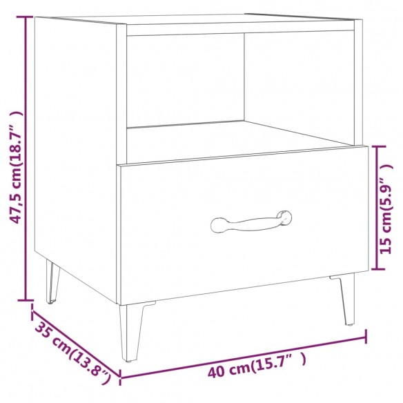 Tables de chevet 2 pcs Blanc Bois d'ingénierie